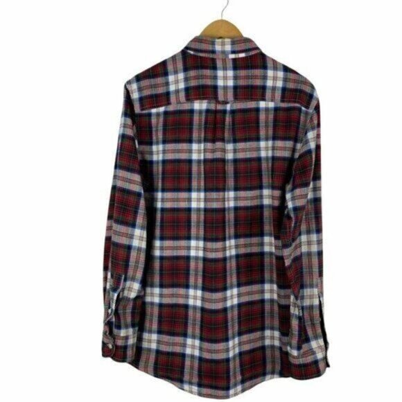 Chaps Men's Red Plaid Long Sleeve Button Down Cotton Oxford Shirt US M - Picture 2 of 6